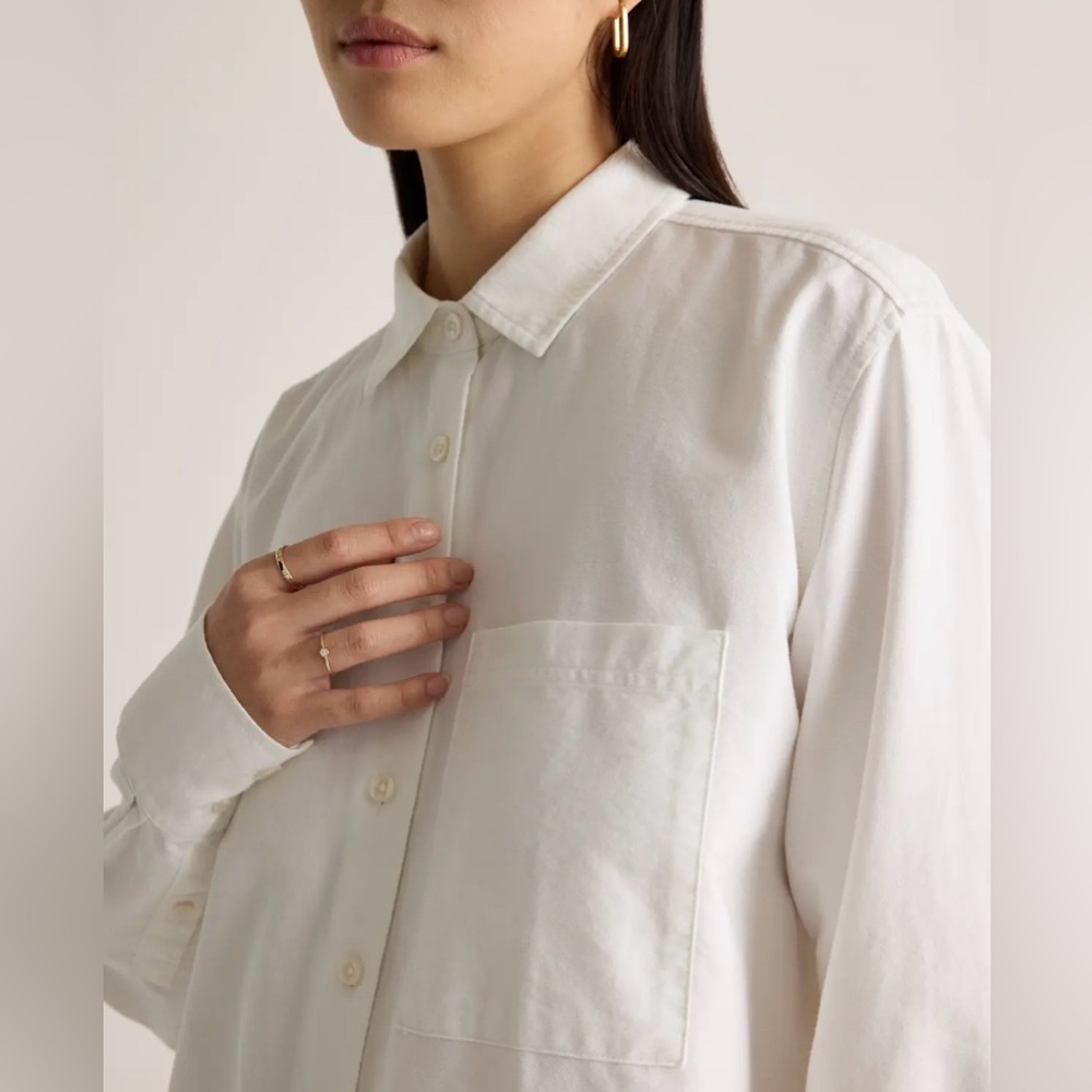 like new quince organic cotton relaxed oxford button up shirt white XS - Picture 8 of 12